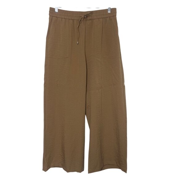 Funyyzo Wide Leg Pants Womens XL Brown New Elastic Waist - Picture 1 of 9